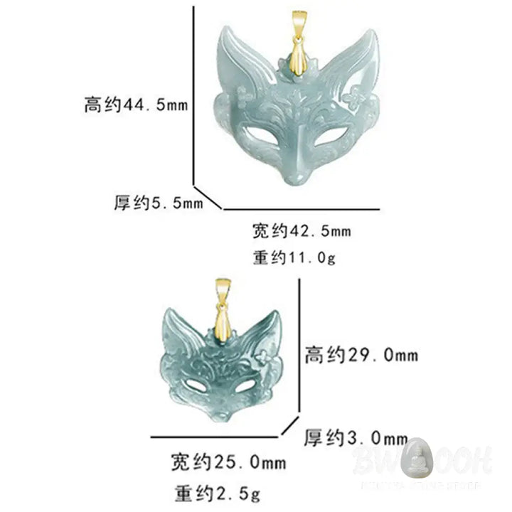 Buddha Stones Fox Mask Jade Titanium Steel Necklace Luck Pendant - BWOOOH - Necklaces &amp; Pendants