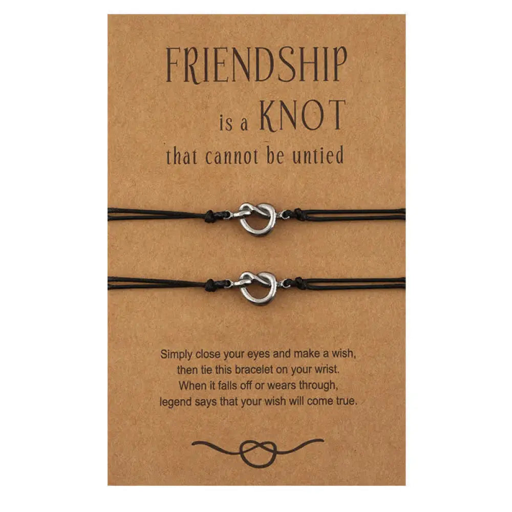 Buddha Stones Friendship Best Friend Gift String Bracelet - BWOOOH - Black / 2Pcs - Bracelet