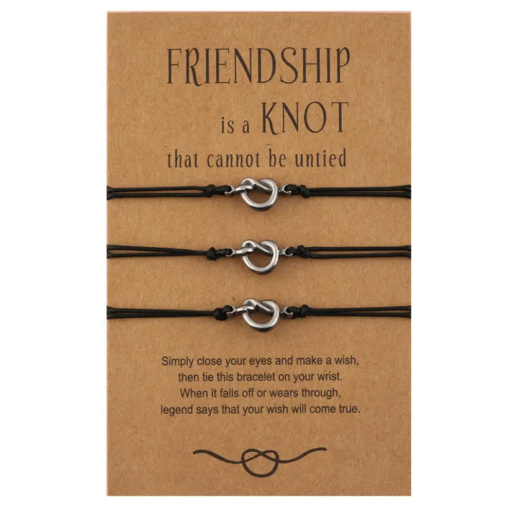 Buddha Stones Friendship Best Friend Gift String Bracelet - BWOOOH - Black / 3Pcs - Bracelet