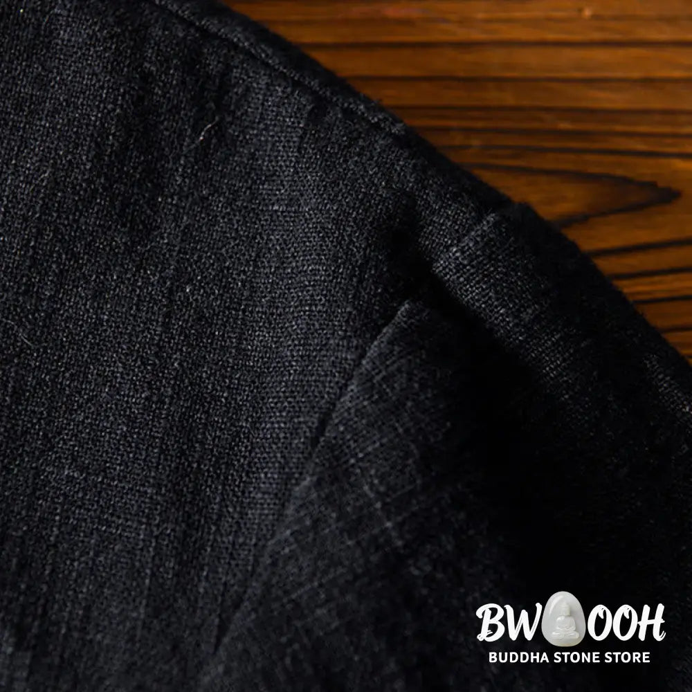 Buddha Stones Frog-Button Chinese Tang Suit Cotton Linen Men Jacket Shirt With Pockets - Men&