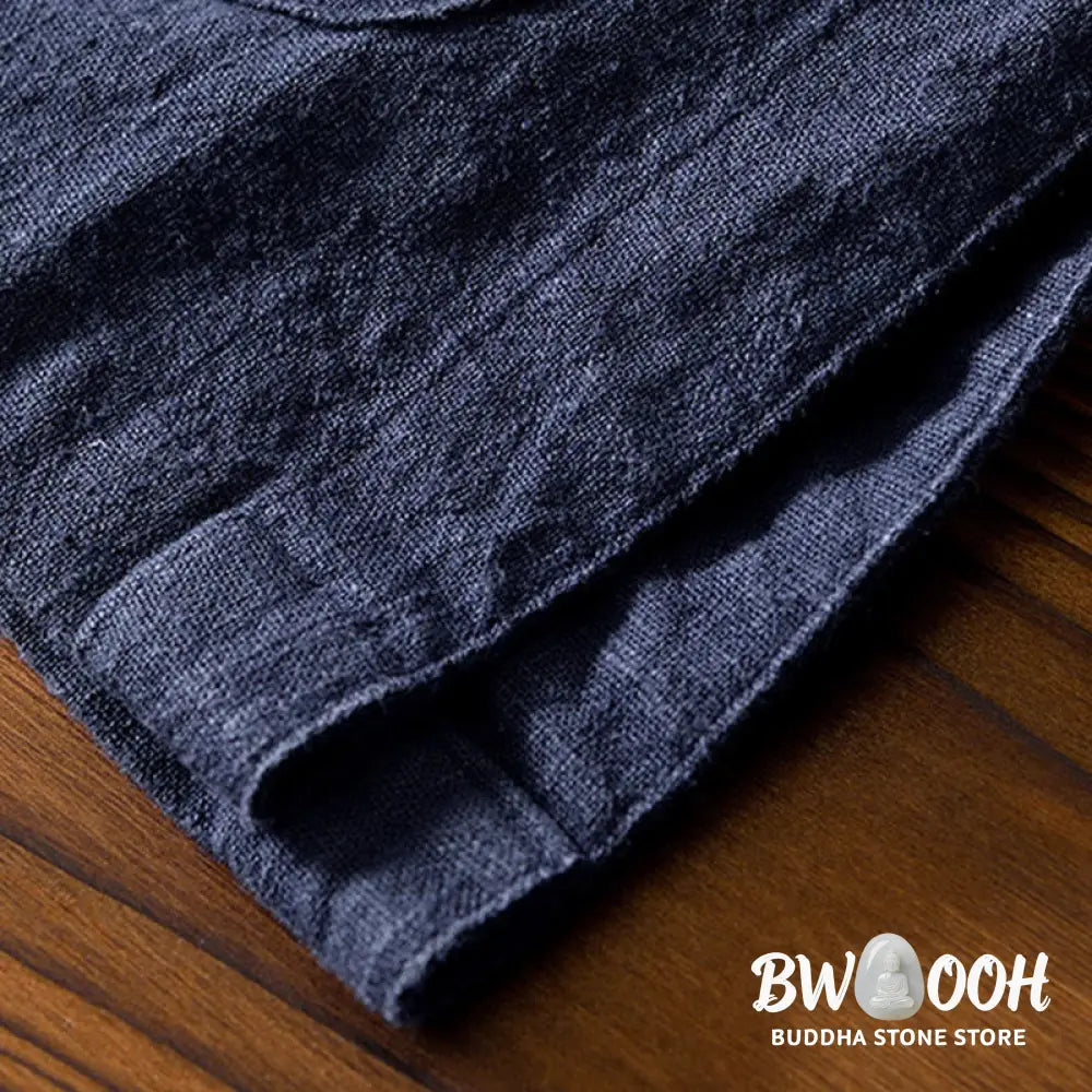 Buddha Stones Frog-Button Chinese Tang Suit Cotton Linen Men Jacket Shirt With Pockets - Men&