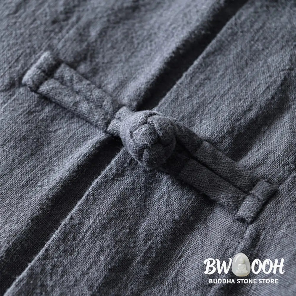 Buddha Stones Frog-Button Chinese Tang Suit Cotton Linen Men Jacket Shirt With Pockets - Men&