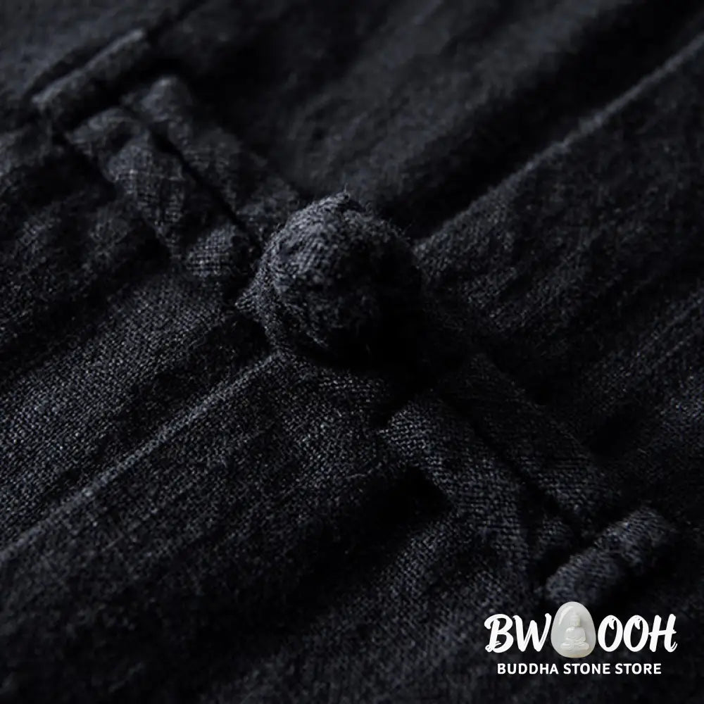 Buddha Stones Frog-Button Chinese Tang Suit Cotton Linen Men Jacket Shirt With Pockets - Men&