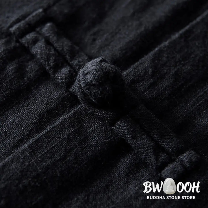 Buddha Stones Frog-Button Chinese Tang Suit Cotton Linen Men Jacket Shirt With Pockets - Men&