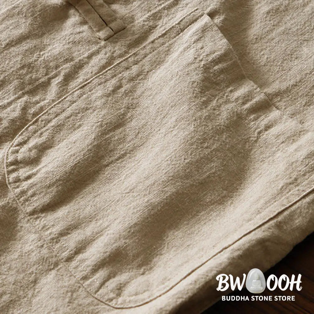 Buddha Stones Frog-Button Chinese Tang Suit Cotton Linen Men Jacket Shirt With Pockets - Men&