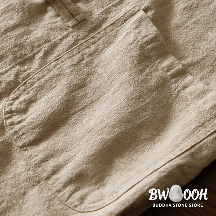 Buddha Stones Frog-Button Chinese Tang Suit Cotton Linen Men Jacket Shirt With Pockets - Men&