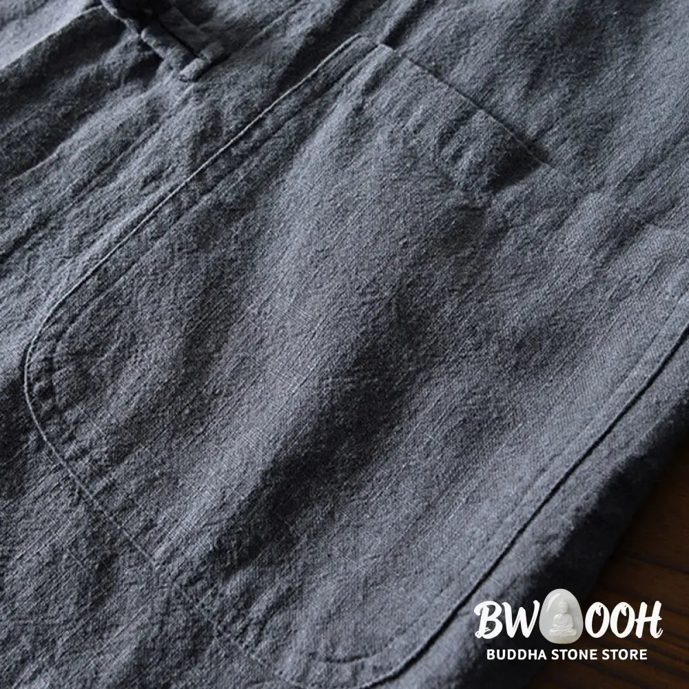 Buddha Stones Frog-Button Chinese Tang Suit Cotton Linen Men Jacket Shirt With Pockets - Men&