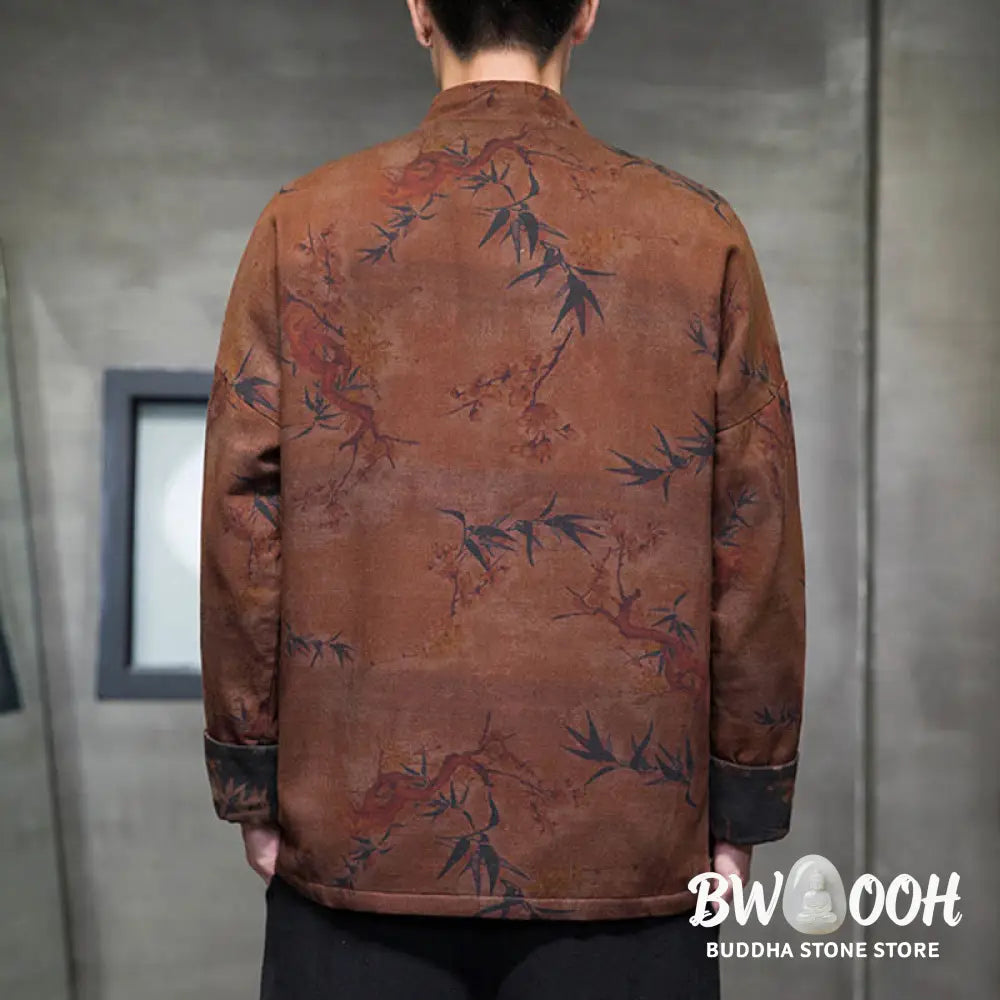 Buddha Stones Frog-Button Chinese Tang Suit Long Shirt Cotton Men Jacket Clothing - Men’s Jacket Shirt