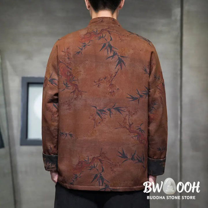 Buddha Stones Frog-Button Chinese Tang Suit Long Shirt Cotton Men Jacket Clothing - Men’s Jacket Shirt