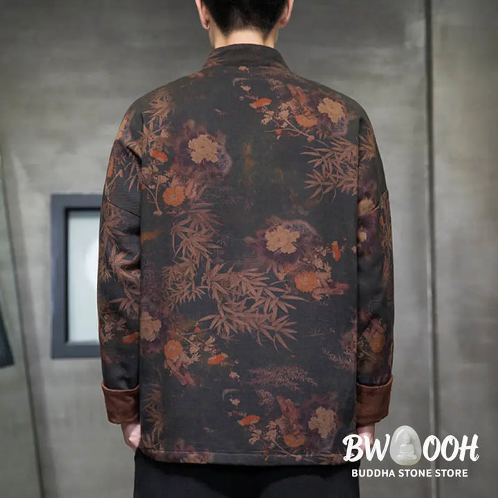 Buddha Stones Frog-Button Chinese Tang Suit Long Shirt Cotton Men Jacket Clothing - Men’s Jacket Shirt