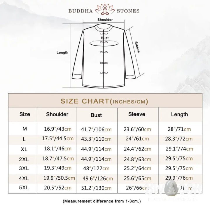 Buddha Stones Frog-Button Chinese Tang Suit Long Shirt Cotton Men Jacket Clothing - Men’s Jacket Shirt