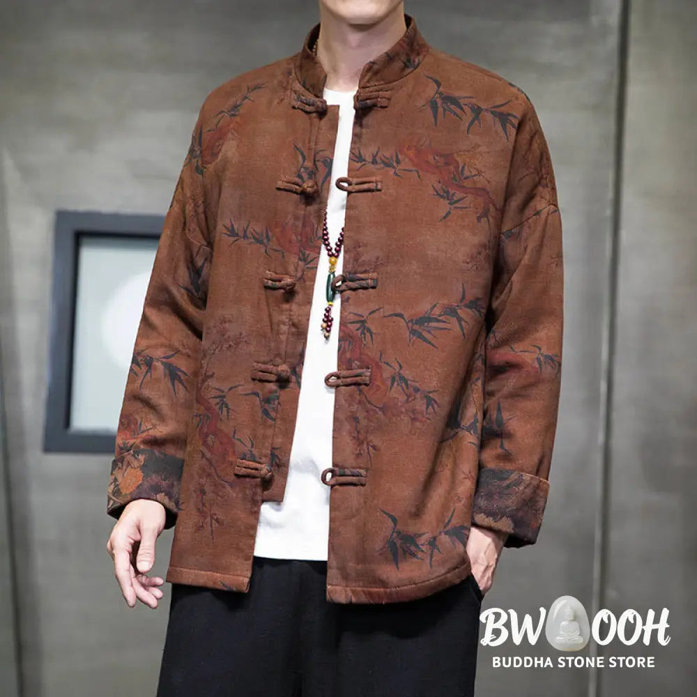 Buddha Stones Frog-Button Chinese Tang Suit Long Shirt Cotton Men Jacket Clothing - Men’s Jacket Shirt