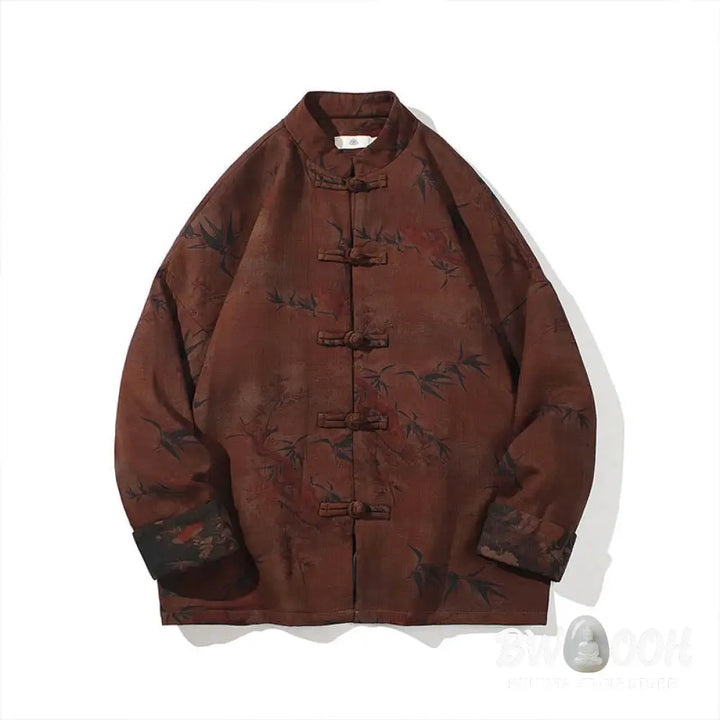 Buddha Stones Frog-Button Chinese Tang Suit Long Shirt Cotton Men Jacket Clothing - Men’s Jacket Shirt
