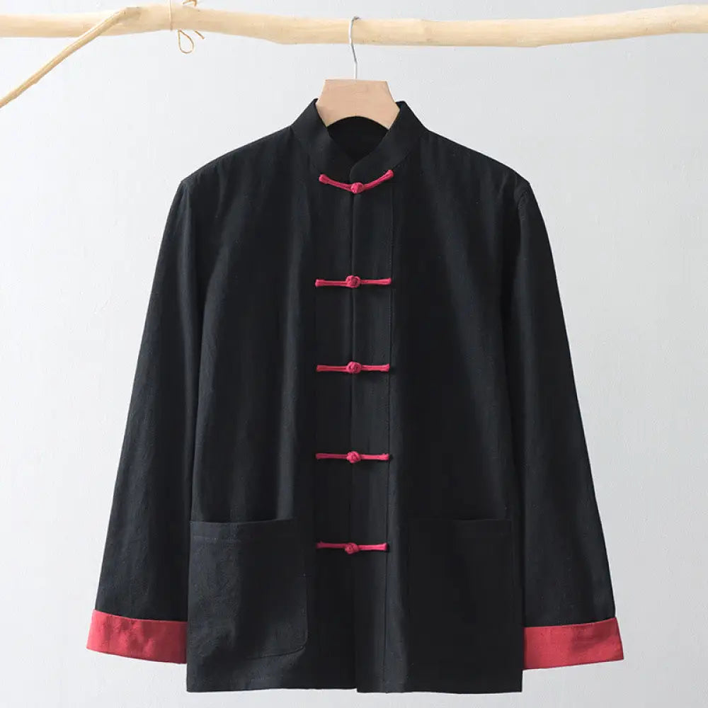 BWOOOH Frog-Button Chinese Tang Suit Shirt Cotton Linen M