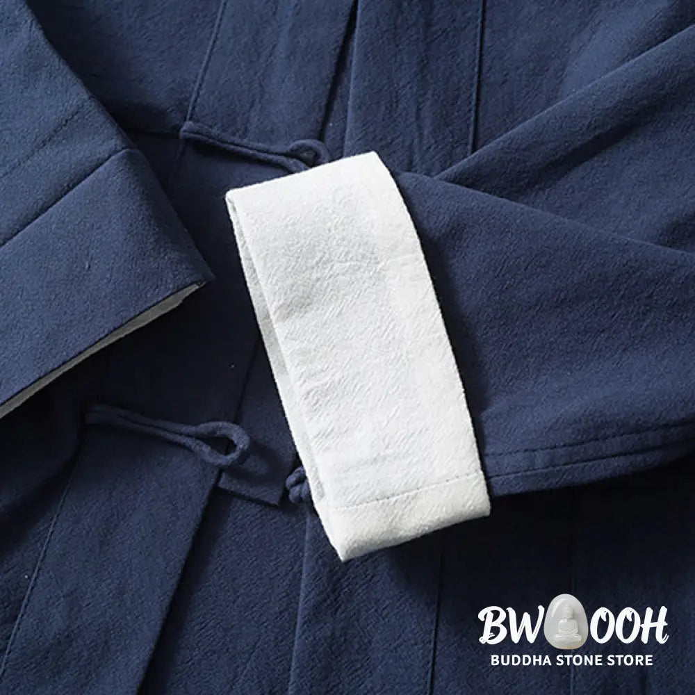 Buddha Stones Frog-Button Chinese Tang Suit Shirt Cotton Linen Men Jacket Clothing - Men’s Shirts