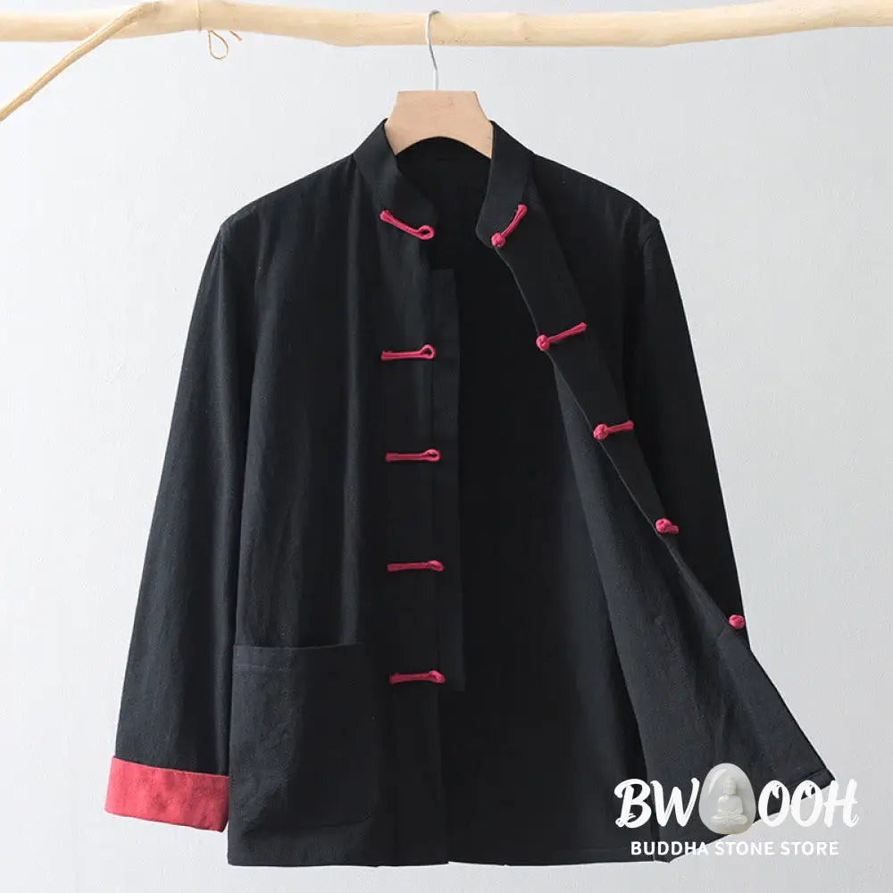Buddha Stones Frog-Button Chinese Tang Suit Shirt Cotton Linen Men Jacket Clothing - Men’s Shirts