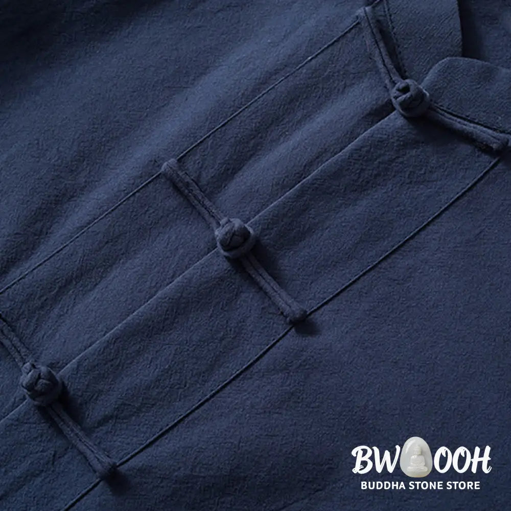 Buddha Stones Frog-Button Chinese Tang Suit Shirt Cotton Linen Men Jacket Clothing - Men’s Shirts