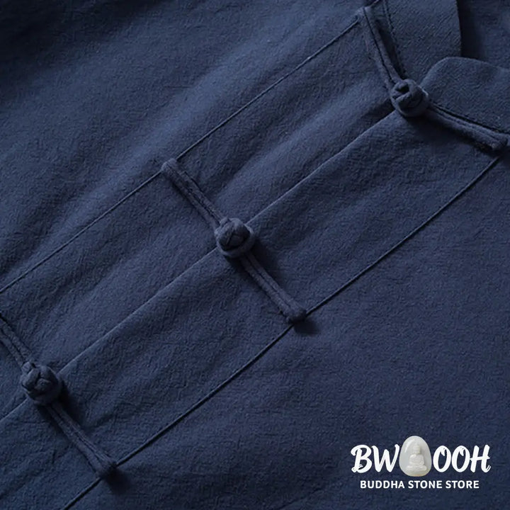 Buddha Stones Frog-Button Chinese Tang Suit Shirt Cotton Linen Men Jacket Clothing - Men’s Shirts