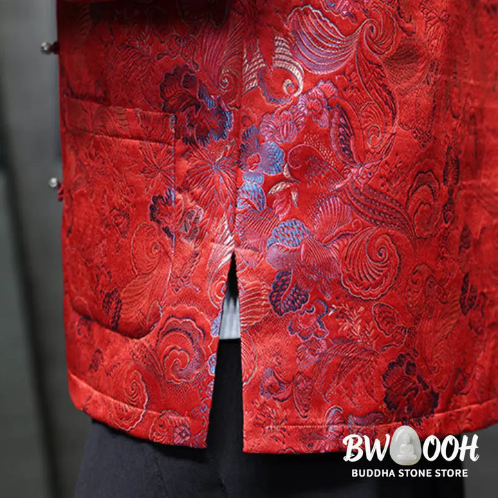 Buddha Stones Frog-Button Chinese Tang Suit Stand Collar Long Shirt Men Jacket Clothing - Men’s Jacket Shirt