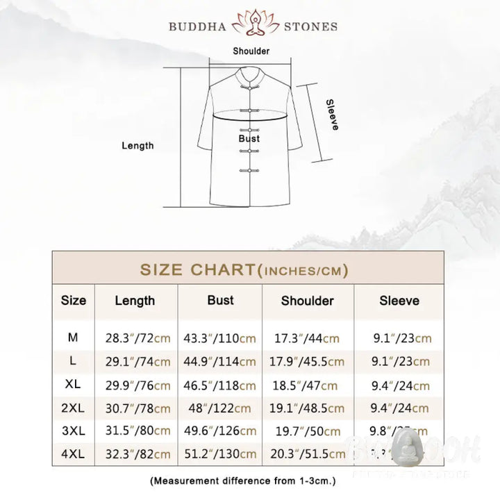 Buddha Stones Frog-Button Fu Character Dragon Bamboo Leaf Chinese Tang Suit Short Sleeve Shirt Linen With Pockets