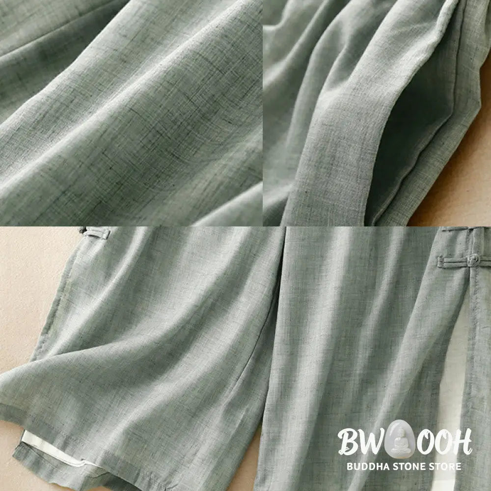 BWOOOH printed wide-leg yoga pants - Frog-Button Hem Slit Design Women&