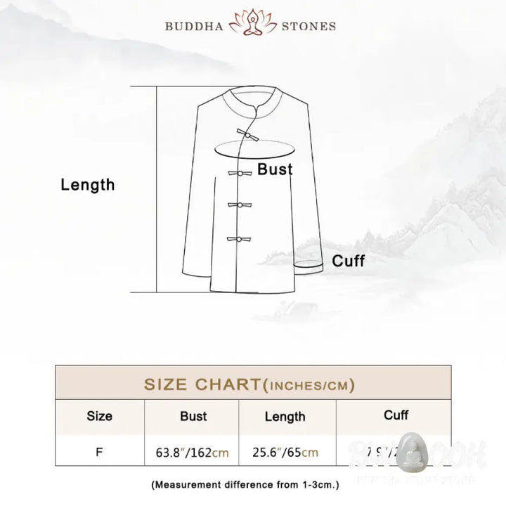 Buddha Stones Frog-Button Long Sleeve Shirt Zen Tai Chi Meditation Top Hanfu Clothing Jacket - Long Sleeve Shirt