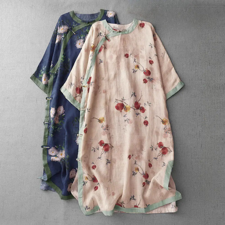 BWOOOH Frog-Button Orchid Pomegranate Flowers Pattern Sid