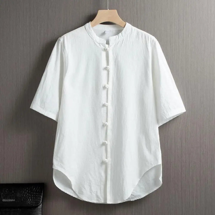 BWOOOH Frog-Button Plain Chinese Tang Suit Short Sleeve S