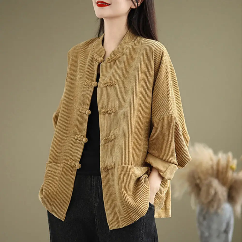 BWOOOH Frog-button Stand Collar Women&