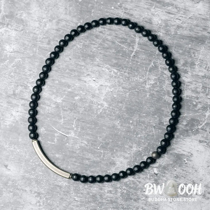 Buddha Stones Frosted Cut Surface Black Onyx Copper Brass Double Wrap Protection Bracelet - BWOOOH - Bracelet