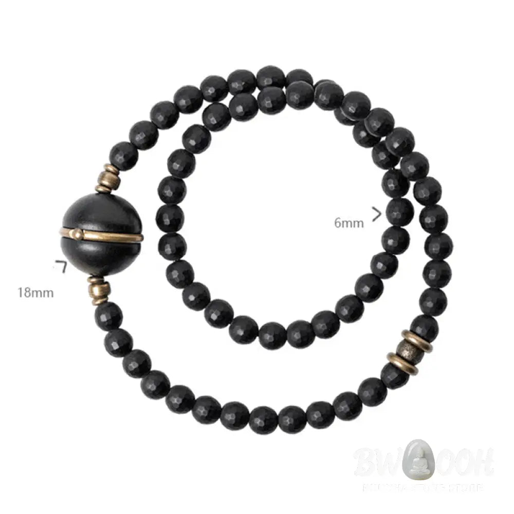 Buddha Stones Frosted Cut Surface Black Onyx Ebony Beads Double Wrap Protection Bracelet - BWOOOH - Bracelet
