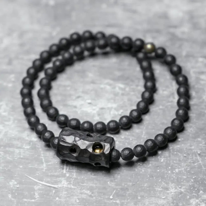 BWOOOH Frosted Cut Surface Black Onyx Ebony Double Wrap Protection Bracelet - BWOOOH - Black Onyx Ebony(Wrist