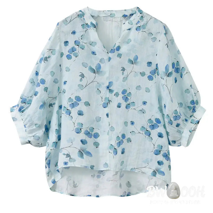 Buddha Stones Fruits Leaves Pattern Lantern Sleeve Top Loose Tee T-shirt - T-shirt