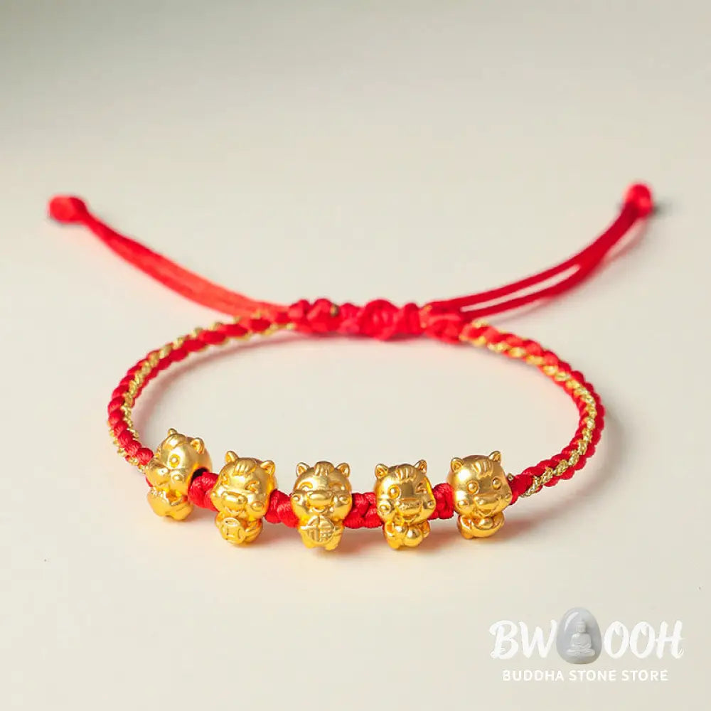 Buddha Stones Fu Character 999 Sterling Silver Year Of The Horse Prosperity Red String Bracelet - Bracelet