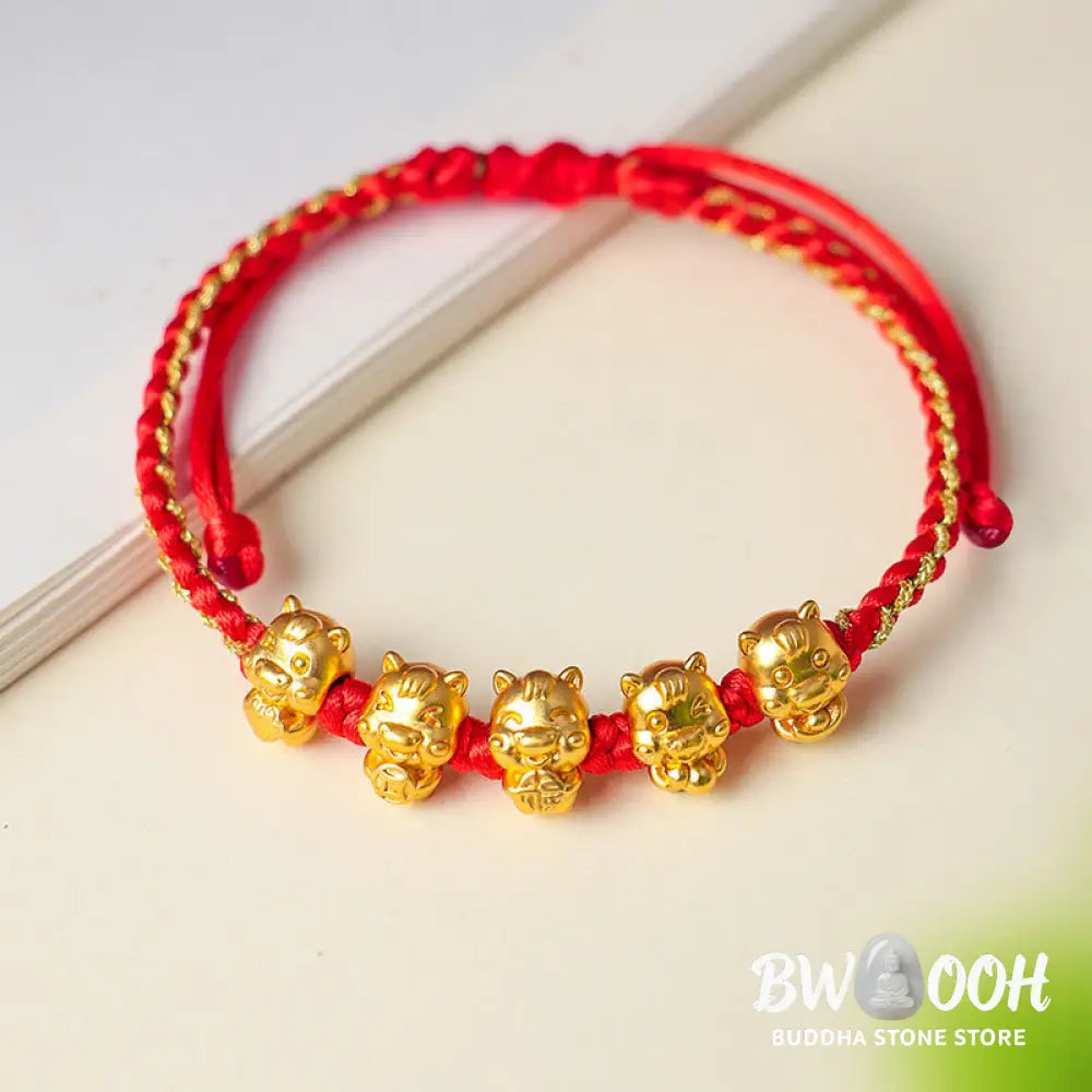 Buddha Stones Fu Character 999 Sterling Silver Year Of The Horse Prosperity Red String Bracelet - Bracelet