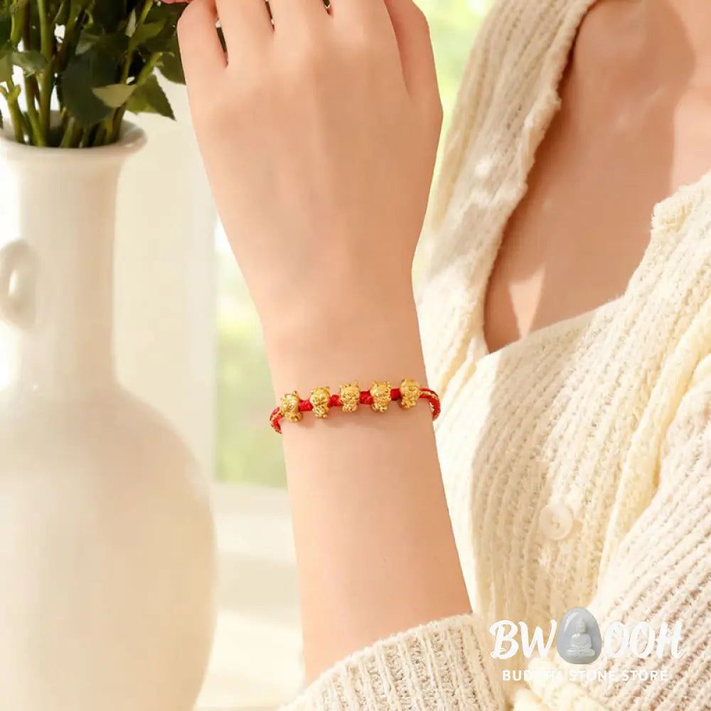 Buddha Stones Fu Character 999 Sterling Silver Year Of The Horse Prosperity Red String Bracelet - Bracelet