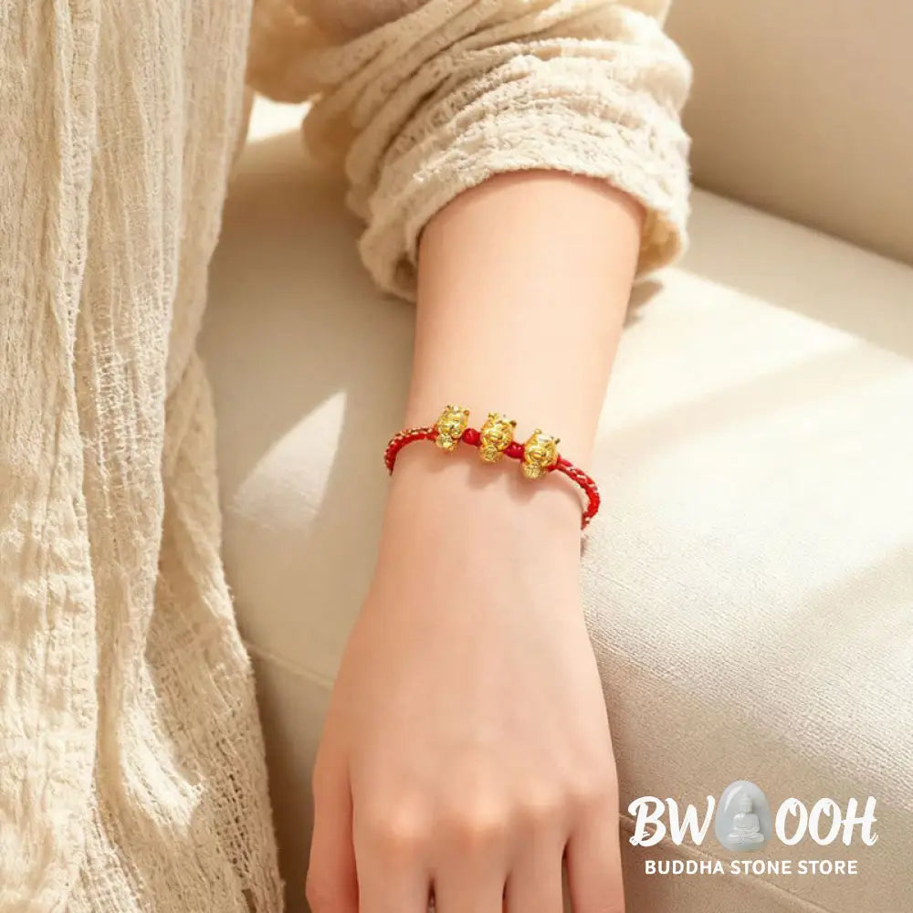 Buddha Stones Fu Character 999 Sterling Silver Year Of The Horse Prosperity Red String Bracelet - Bracelet