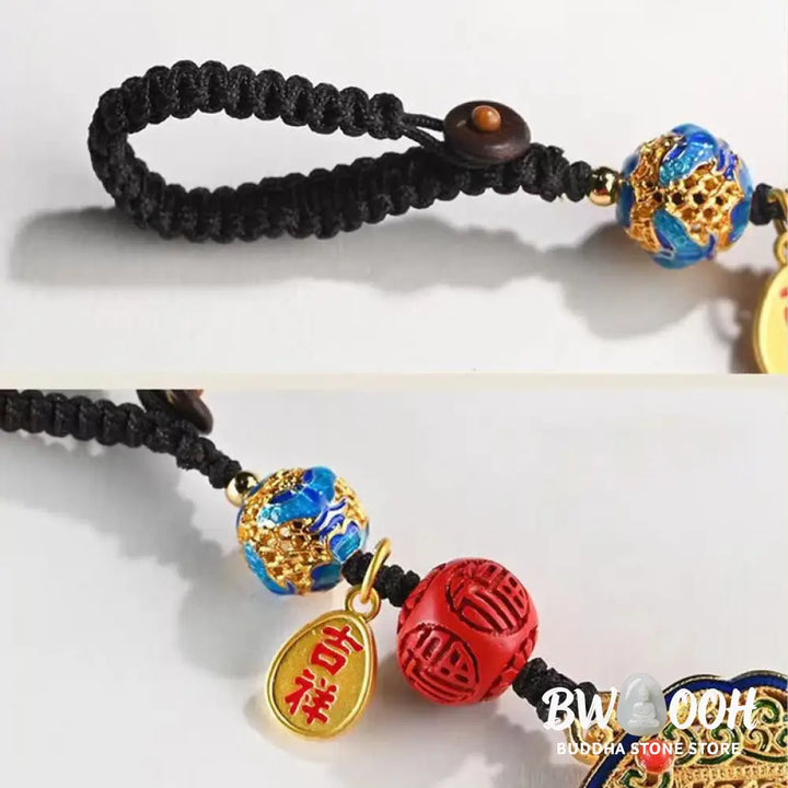 Buddha Stones Fu Character Blessing Ruyi Charm Key Chain - Key Chain