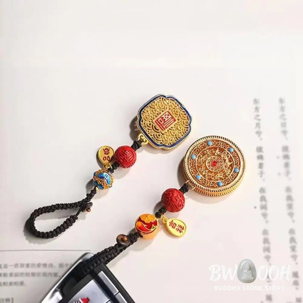 Buddha Stones Fu Character Blessing Ruyi Charm Key Chain - Key Chain