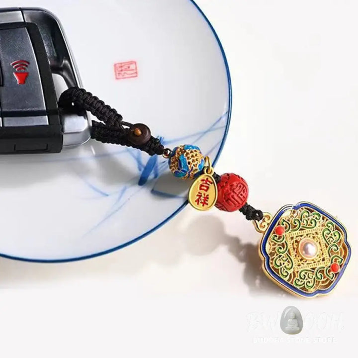 Buddha Stones Fu Character Blessing Ruyi Charm Key Chain - Key Chain