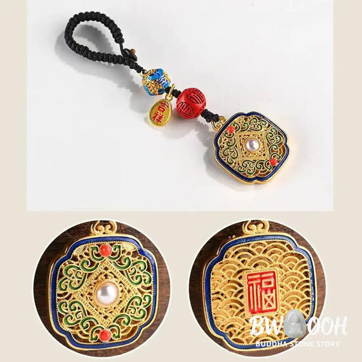 Buddha Stones Fu Character Blessing Ruyi Charm Key Chain - Key Chain