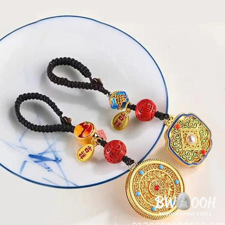 Buddha Stones Fu Character Blessing Ruyi Charm Key Chain - Key Chain