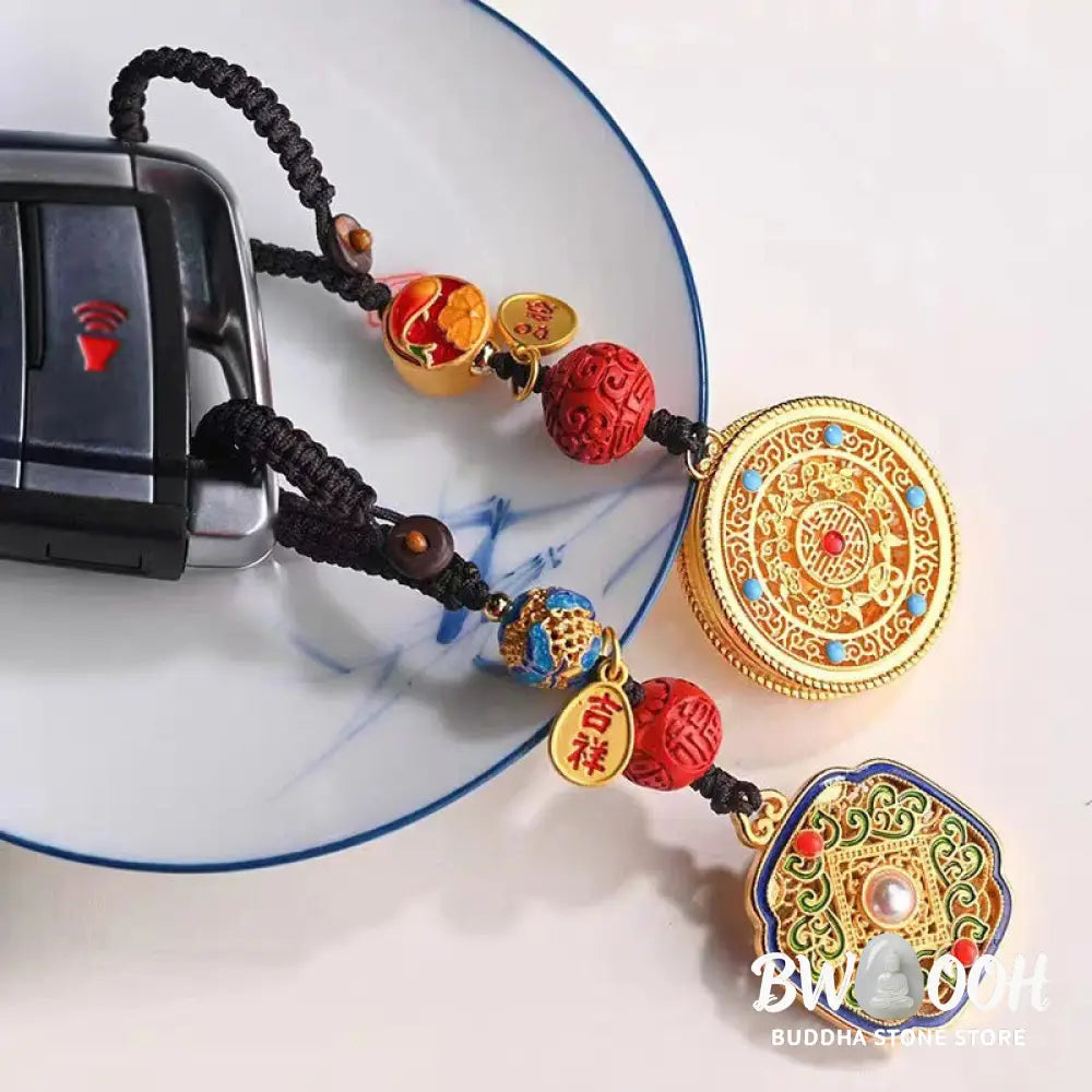 Buddha Stones Fu Character Blessing Ruyi Charm Key Chain - Key Chain
