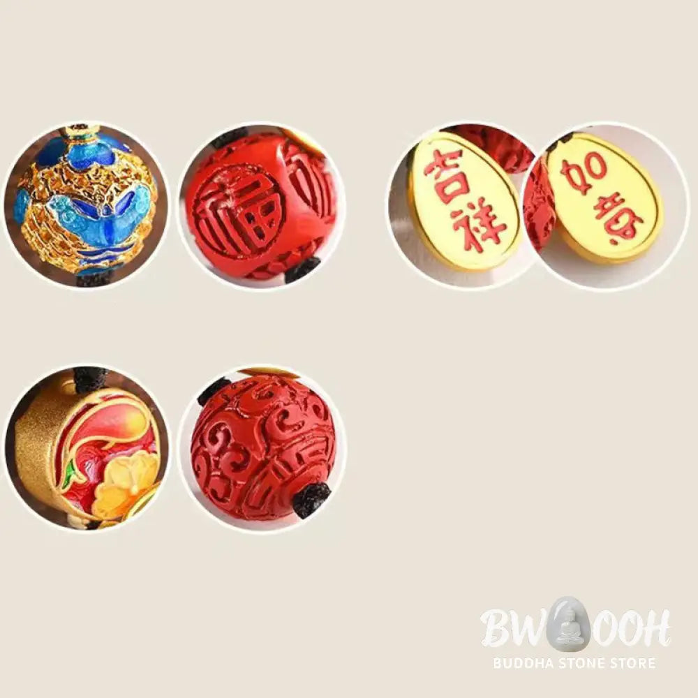 Buddha Stones Fu Character Blessing Ruyi Charm Key Chain - Key Chain