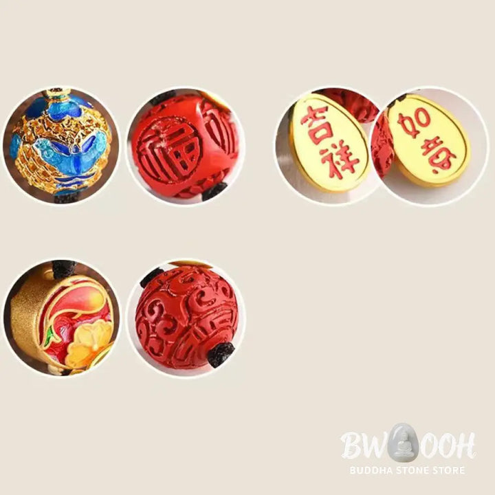 Buddha Stones Fu Character Blessing Ruyi Charm Key Chain - Key Chain