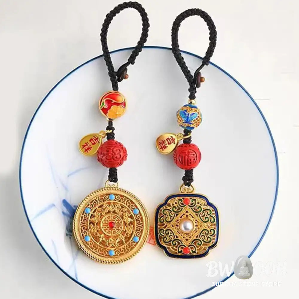 Buddha Stones Fu Character Blessing Ruyi Charm Key Chain - Key Chain