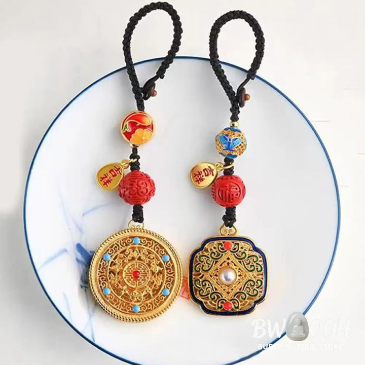Buddha Stones Fu Character Blessing Ruyi Charm Key Chain - Key Chain
