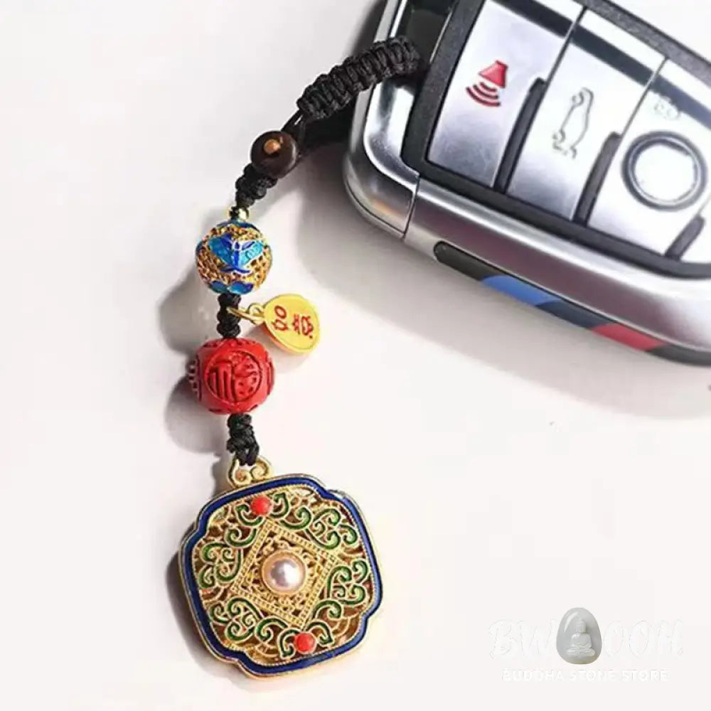 Buddha Stones Fu Character Blessing Ruyi Charm Key Chain - Key Chain