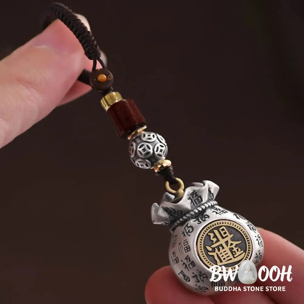 Buddha Stones Fu Character Money Bag Making Money Every Day Fortune Key Chain - Key Chain
