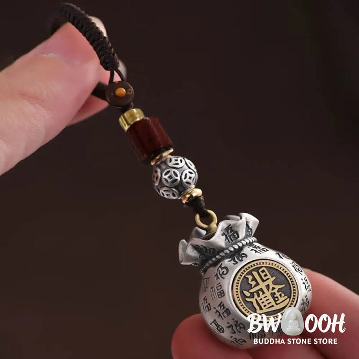 Buddha Stones Fu Character Money Bag Making Money Every Day Fortune Key Chain - Key Chain